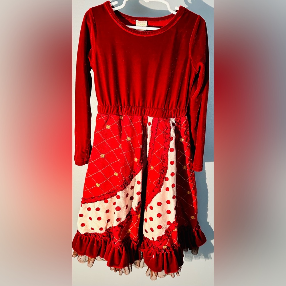 Girls 5-6, Burgundy Long Sleeve Dress,  Lemon Loves Lime